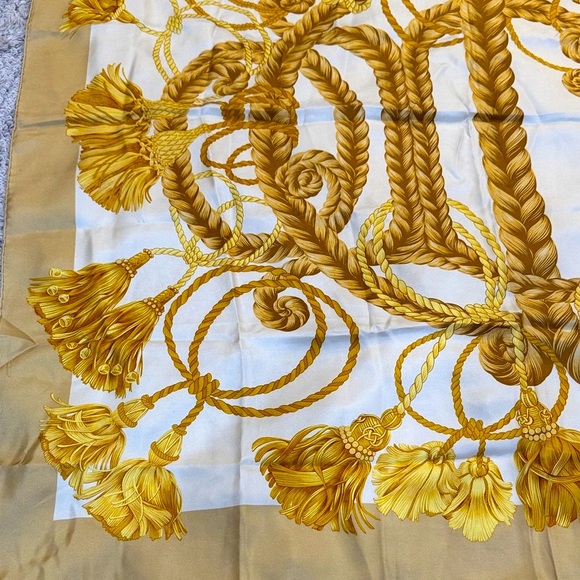 Authentic Dior Gold and Cream Silk Oversize Scarf - Picture 6 of 11